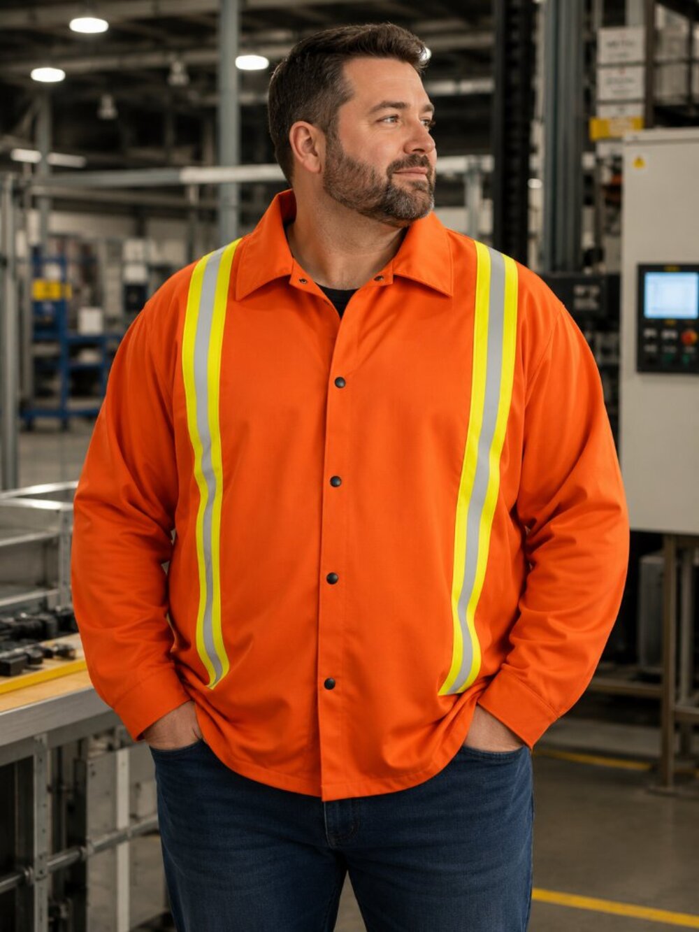 Tillman FR-7A Flame Resistant Hi-Vis Orange Safety Work Shirt 3X Reflective